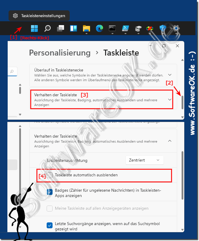 Windows 11 neue Taskleiste automatisch verstecken!