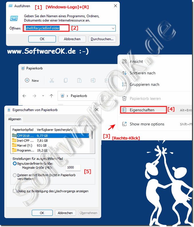 Eigenschaften vom Papierkorb auf Windows 11!