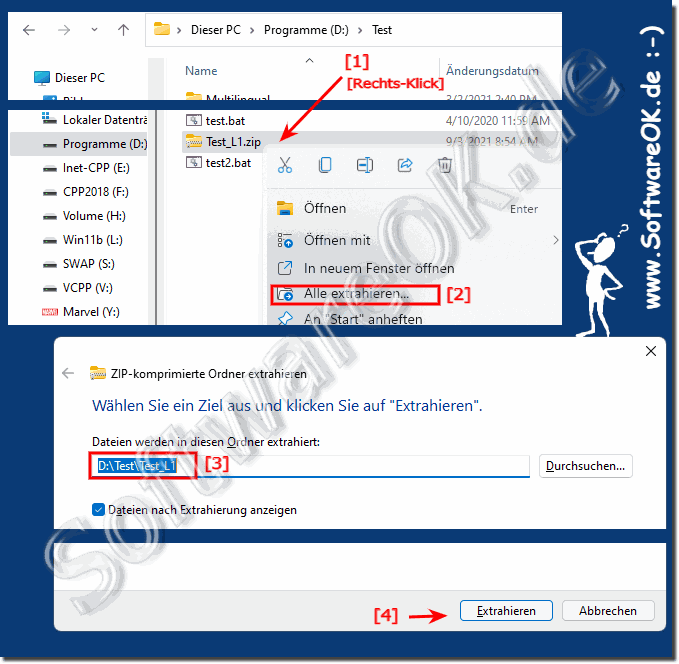 Entpacken der Dateien unter Windows 11!