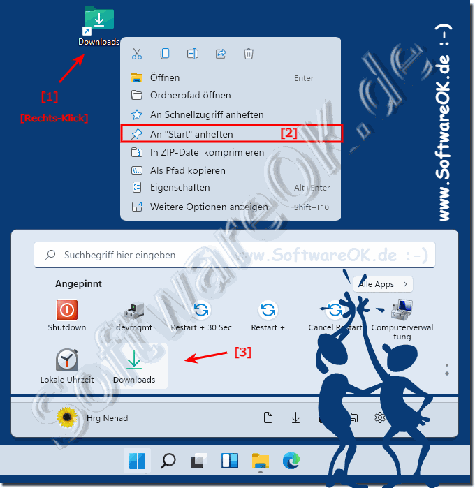 Windows 11 Download Ordner im Start-Men!