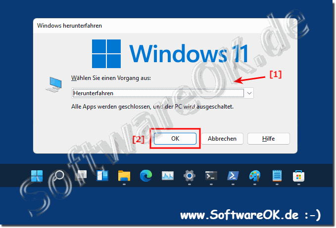 Herunterfahren vom Windows 11 via Klassisches herunterfahren!