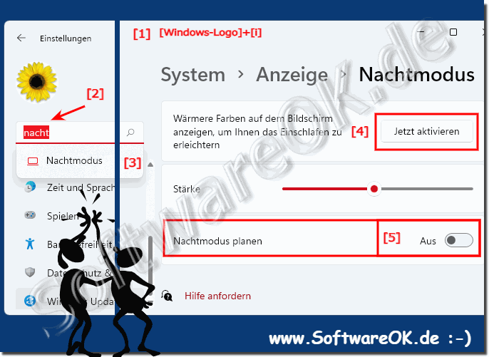 Nachtmodus ber Einstellungen Planen auf Windows 11!