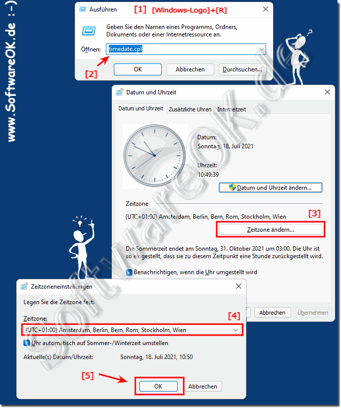 Zeitzoneneinstellungen unter MS Windows 11 OS!