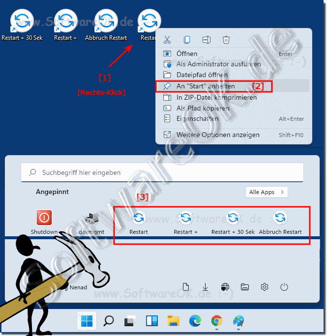 Neustart von Windows im Windows-11-Start-Men!
