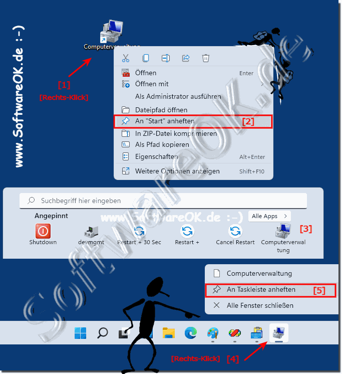 Computerverwaltung in Windows 11 Start oder Taskleiste!