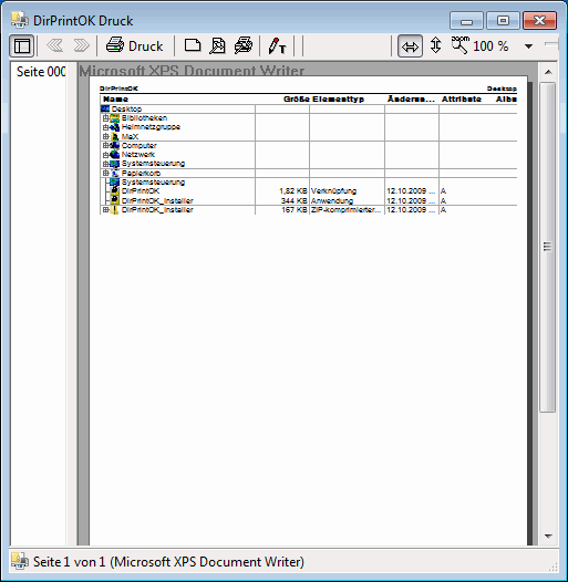 Verzeichnisbaum drucken mit Druck Vorschau in Windows