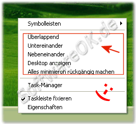 Desktop Programmfenster anordnen