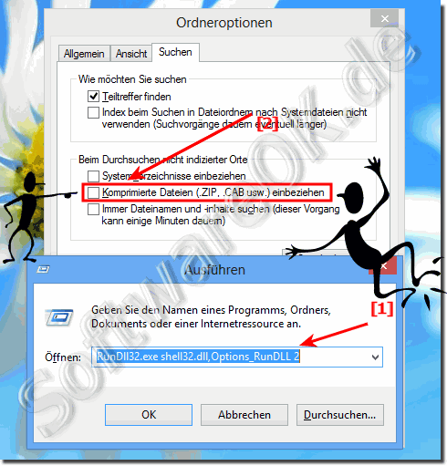 In Windows-8 Komprimierte Dateien bei der Datei Suche einbeziehen oder ausschließen