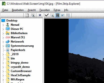 Film Streifen Ansicht aus Windows XP für 10