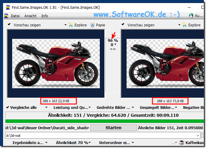 Unterschiedliche Dateigre oder Komprimierung doppelte Bilder finden!