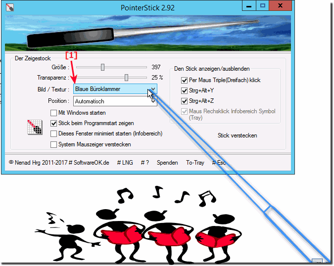 Desktop Zeiger Stab Blau Büroklammer für Windows!