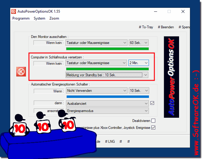 Bei nichts tun am PC baldmglichst in den Standby-Modus schicken!