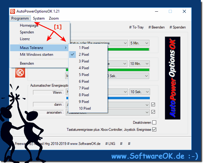 Maus Toleranzbereich bei Monitor und Computer Energieoptionen!