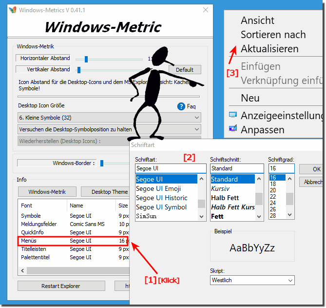 ndern Sie die Men Schrift in Windows 10!