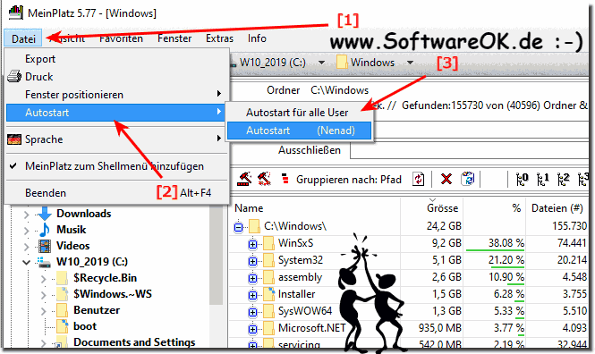 Den HD, SSD Speicherplatz Auswerter nicht mit Windows Starten!