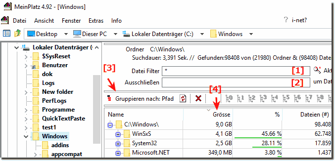 Speicherplatz Analyse und Filder!