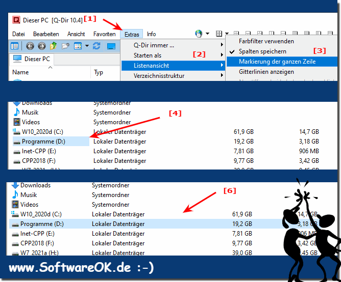 Markierung der ganzen Zeile in den Datei-Explorer Ansichten auf Windows!
