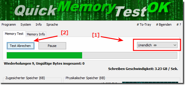 Langzeit Arbeitsspeicher RAM-Test starten und auf fehlerhafte Zugriffe warten!