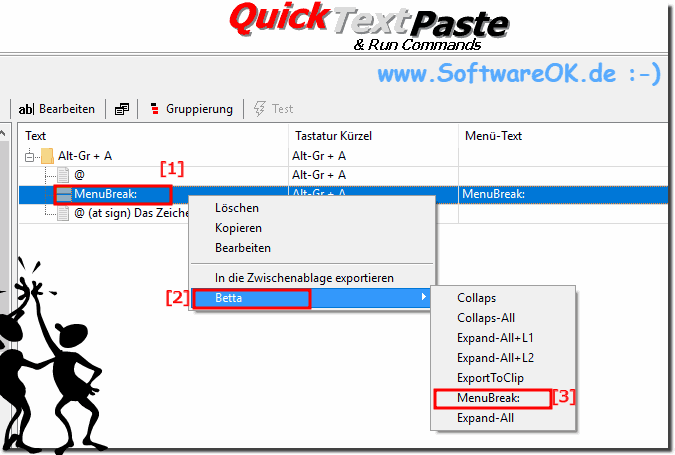 QuickTextPaste  Men-Sortierung, und Menu Separator! 