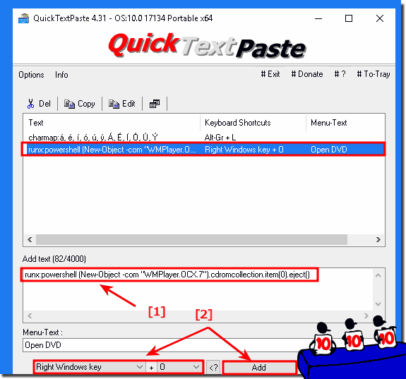 Windows Keyboard Shortcut to open/close DVD/CD plus command line!