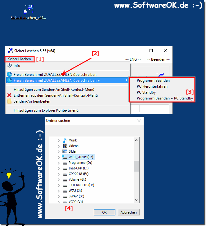 Freien Bereich der Festplatte sicher bereinigen und Daten Spuren entfernen!