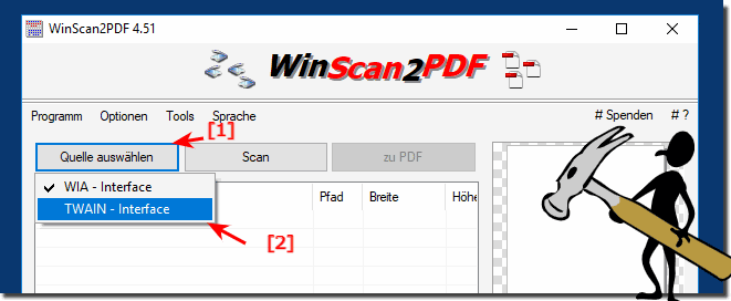 WinScan2PDF mit WIA oder TWAIN Scannen!
