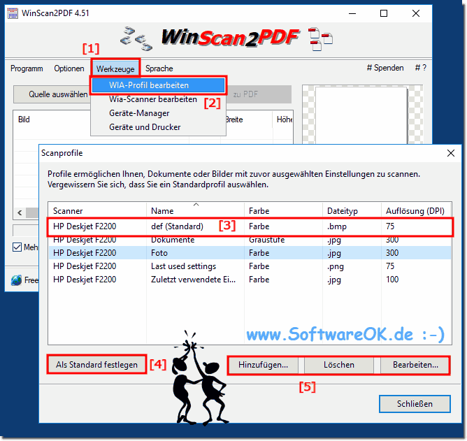 Windows Standard (Default) Scann-Profil festlegen! 