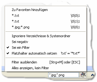 Dateifilter und Markierungsfilter