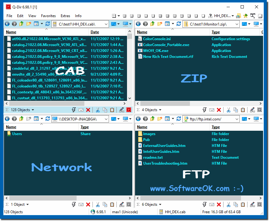 Ordnertypen ZIP FTP CAB