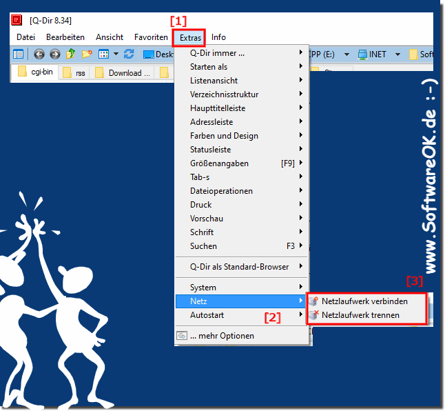 Menpunkt Extras, Netz, Netzlaufwerk Trennen und Verbinden!