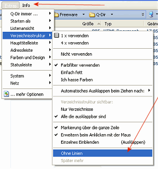 Verzeichnisstruktur ohne Linien