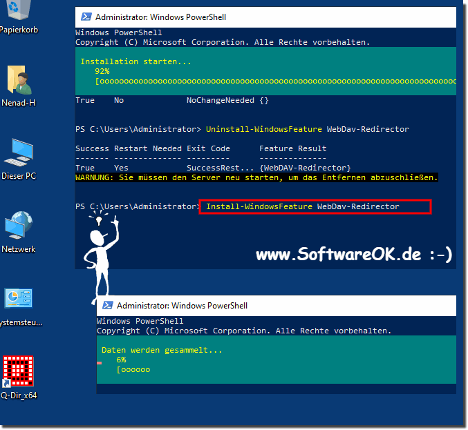 Installieren des WebDav-Clients unter Windows Server 2016!