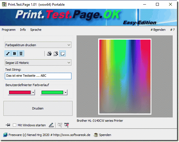 Der alternative Testseitenausdruck auf Windows Betriebssystemen!