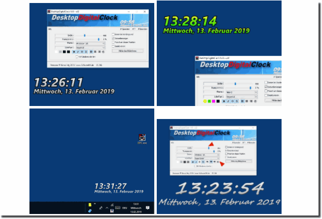 Setzen Sie eine schwebende Uhr auf Windows 10 Desktop!