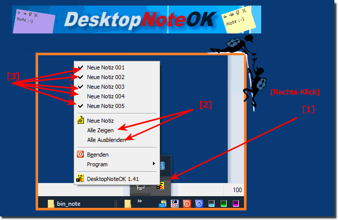 Alle Desktop Kurznotizen wieder einblenden oder ausblenden!