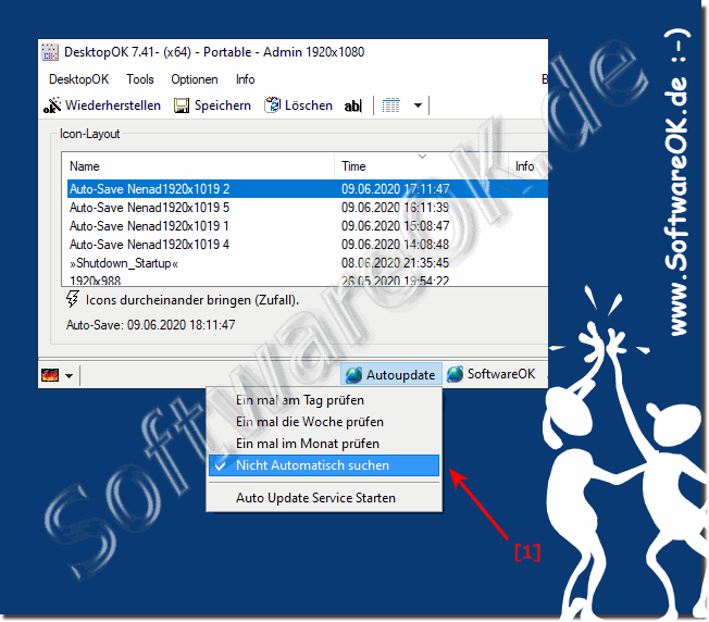 Aktivieren oder deaktivieren Sie das Auto Update in DesktopOK!