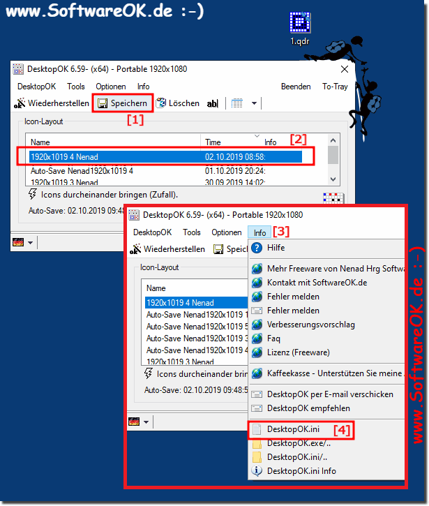 Icon Layout in der *.dok Datei Speichern oder *.ini!