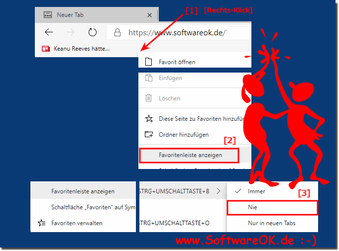 Favoritenleiste in Microsoft Edge Chromium ein- oder ausblenden!