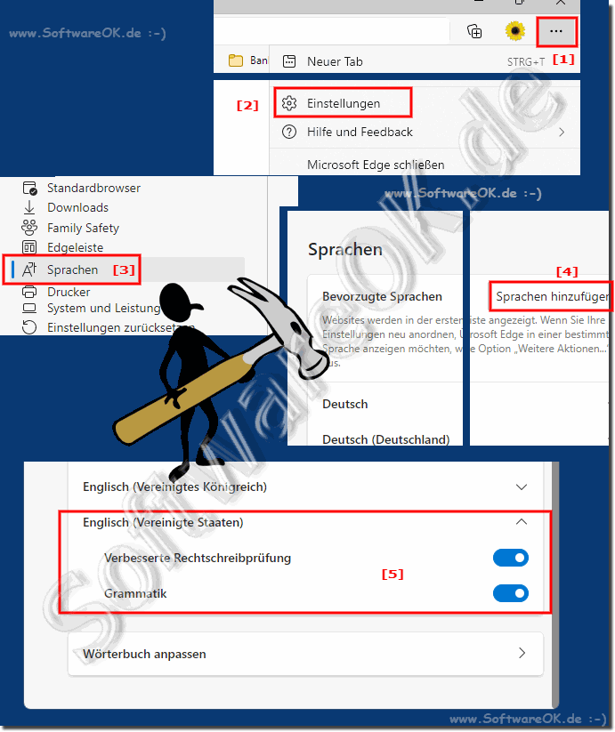 Rechtschreibprfung weitere Sprachen in Edge Hinzufgen!