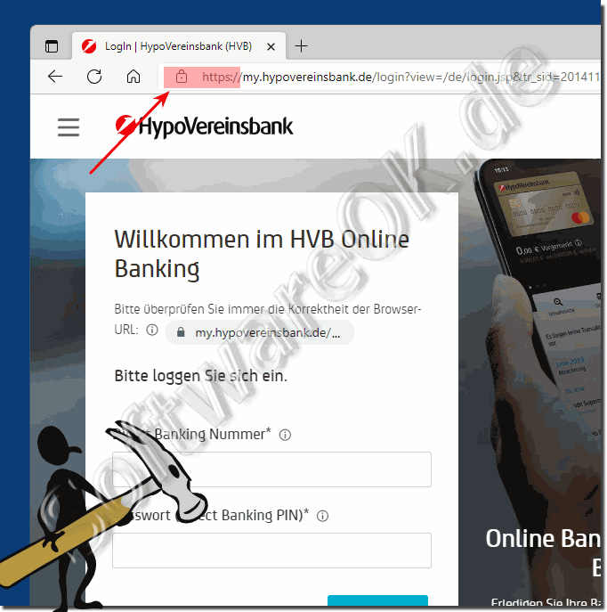 Online-Banking nur ber sicher verbindungen!