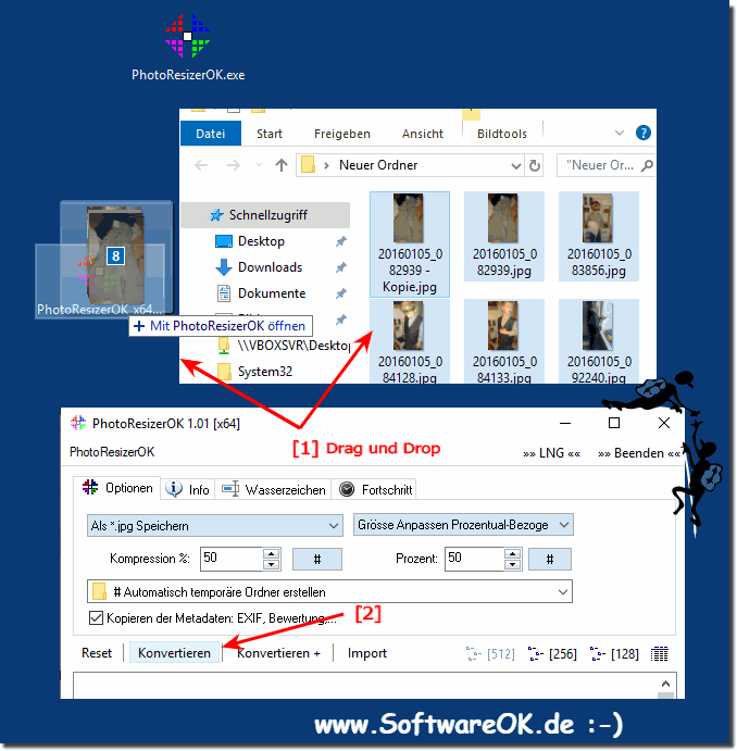 Bilder Per Drag und Drop und Verkleinern lassen!