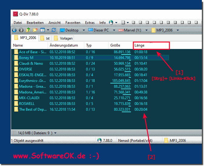 Gesamtspiellnge bei Medien in einer Explorer spalte unter Windows 10, 8.1, ...!