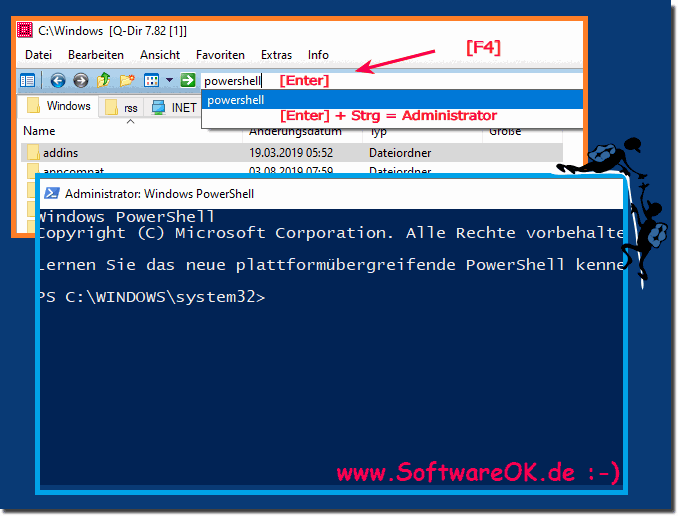 PoweShell Befehle direkt im Quad-Explorer Starten mit Aktuellem Verzeichniss!   