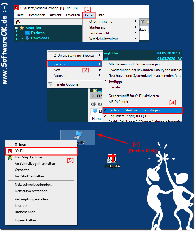 Q-Dir zum Windows Datei Explorer Ordner Kontextmenü hinzufügen!