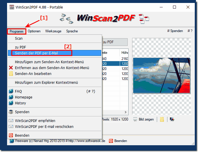 Senden Sie PDF direkt per E-Mail ber das Programmmen, ganz easy!