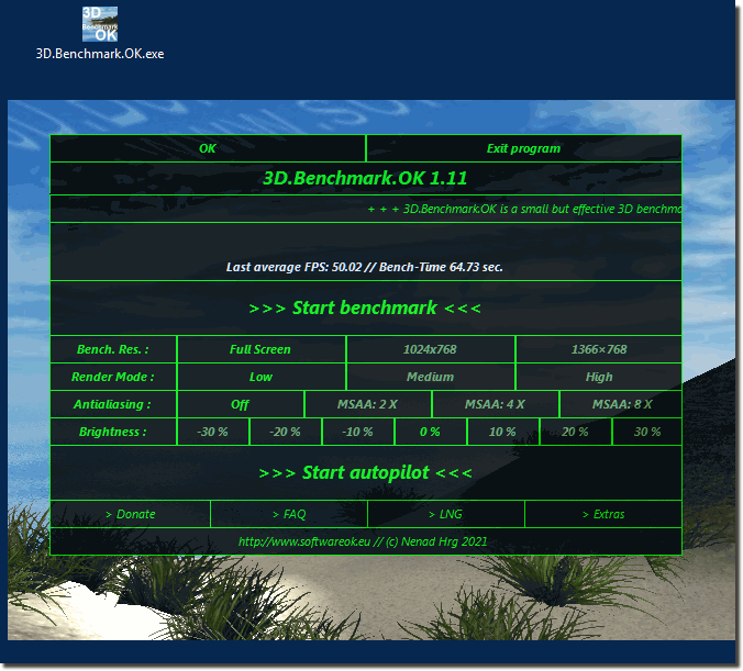 3D.Benchmark.OK OpenGL 2.1 auf Windows!