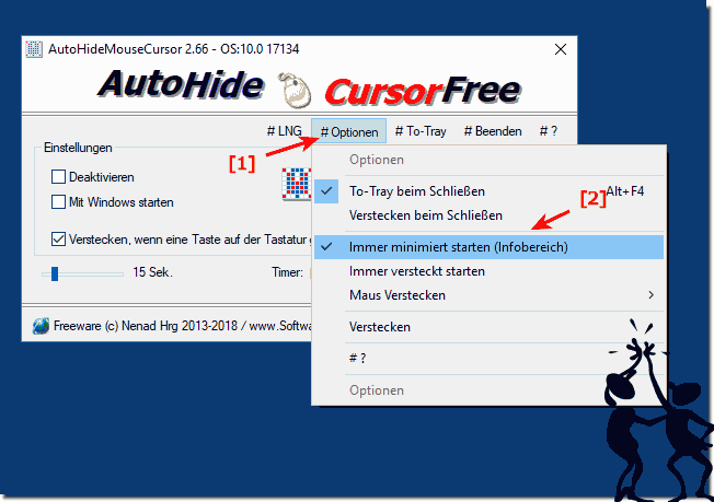 Auto Hide Mouse Cursor Free immer minimiert Starten!