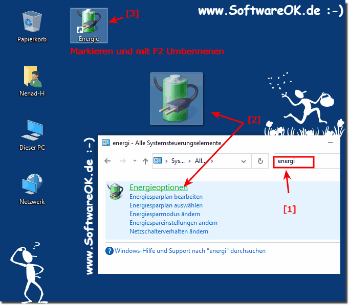 Energieoptionen als Desktop Button!