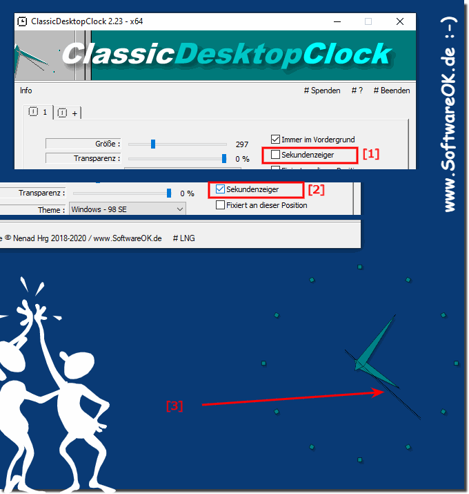 Der Sekundenzeiger bei der Analogen Desktop Uhr auf Windows!