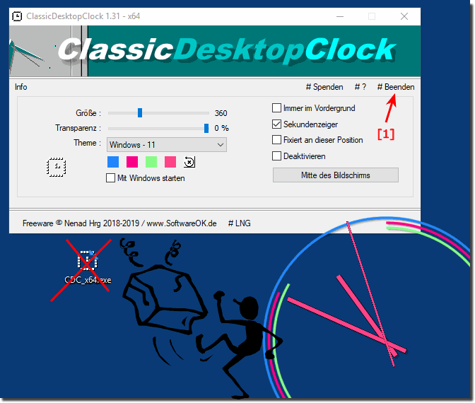 Entfernen der klassische Desktop UHR!